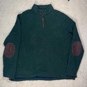 JSA Bank Reserve Green Quilted 1/4 Zip Pullover XXL Elbow Patches